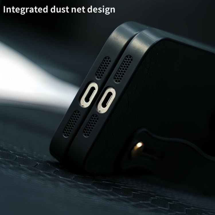 Funda TPU con Soporte para Pulsera Ondulada para iPhone 14 (Negra)