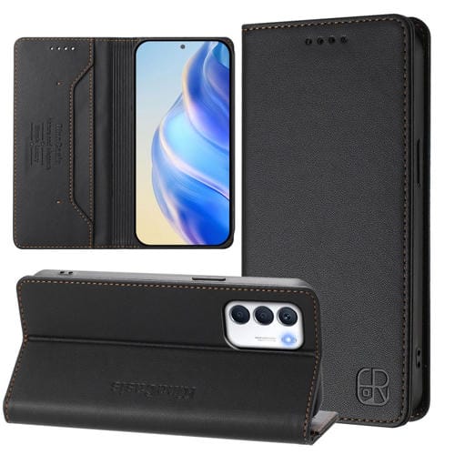 Funda de Cuero con Doble Pliegue y Succión Magnética RFID para Infinix Zero 5G 2023 Rc01 (Negra)