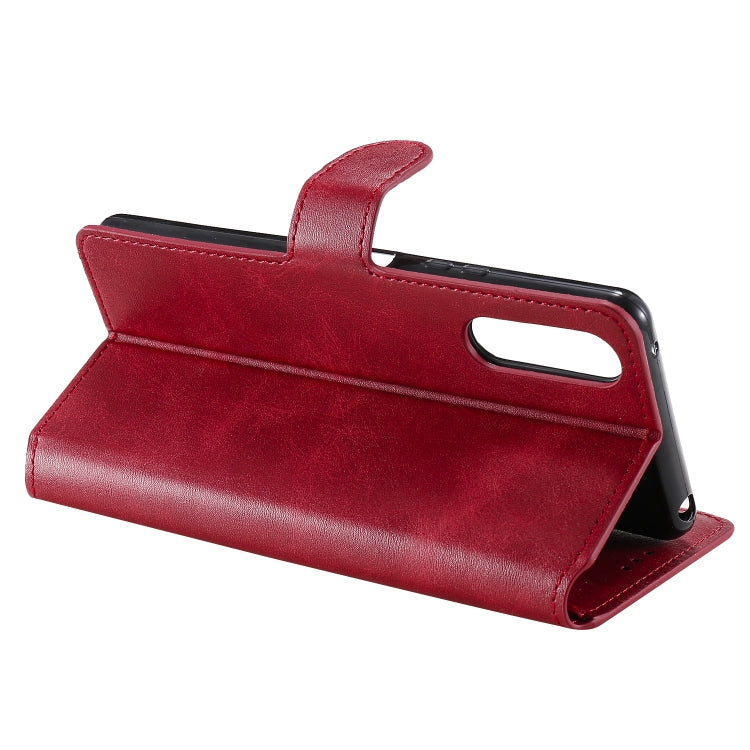 Para Sony Xperia 10 II Classic Calf Texture PU + TPU Funda de cuero con tapa horizontal, con soporte, ranuras para tarjetas y billetera (rojo)