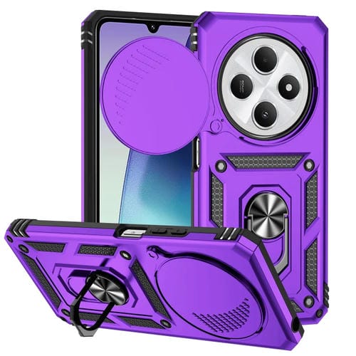 Funda Deslizante con Soporte para Cámara para Redmi 14C 4G (Morada)