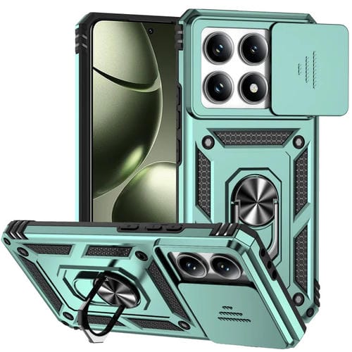 Funda Para Teléfono Con Soporte Deslizante Camshield Para Xiaomi 14T (Verde)