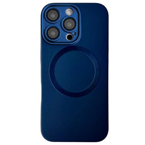 Funda para Teléfono TPU Magsafe iPhone 16 Pro Max Textura Cd Pintura Metalizada (Azul Oscuro)