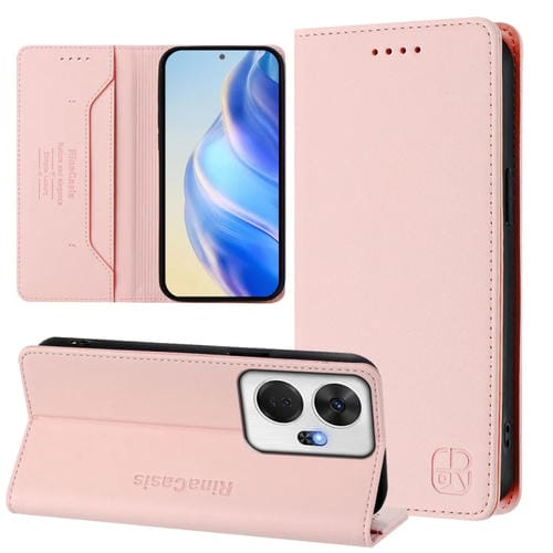 Funda de Cuero con Doble Pliegue y Succión Magnética Rfid para Itel P55+ Rc01 (Rosa)