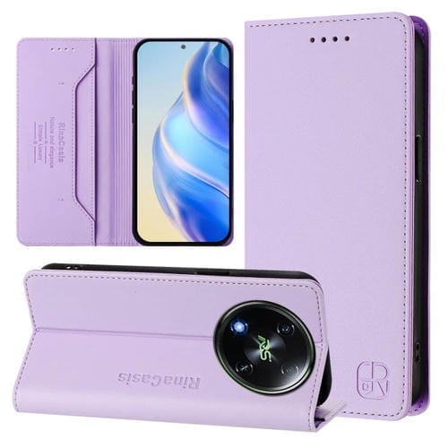 Funda de Cuero Rfid Itel Rs4/S666Ln Rc01 con Doble Pliegue y Succión Magnética (Morado Claro)
