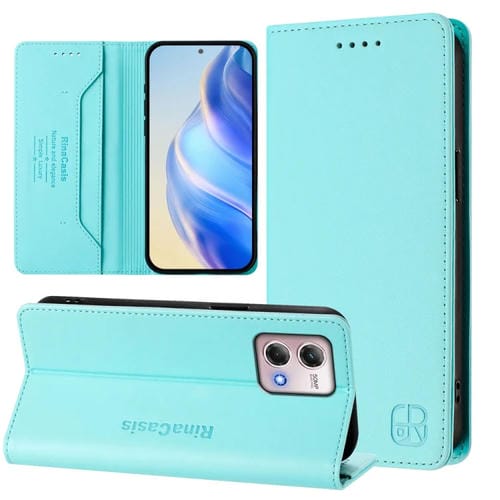 Funda de Cuero Motorola Moto G Stylus 4G 2023 Rc01 con Doble Pliegue y Succión Magnética (Verde Menta)