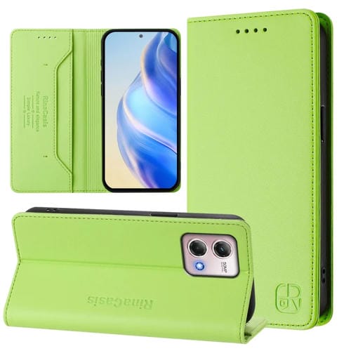 Funda de Cuero Motorola Moto G Stylus 4G 2023 Rc01 con Doble Pliegue y Succión Magnética (Verde Hierba)