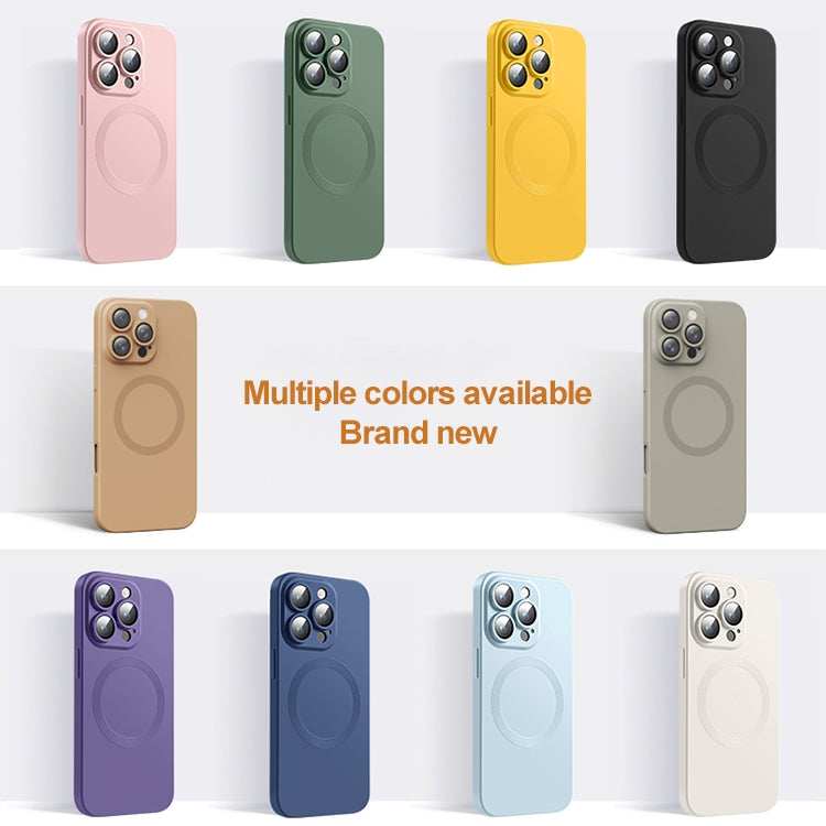 Funda de Silicona Líquida Magsafe para iPhone 15 Plus con Textura de Cd (Gris Claro y Azul)