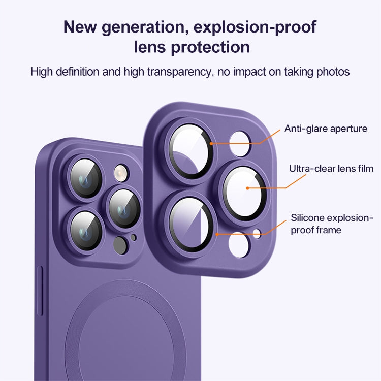 Funda de Silicona Líquida Magsafe para iPhone 15 Plus Textura de Cd (Morado Oscuro)