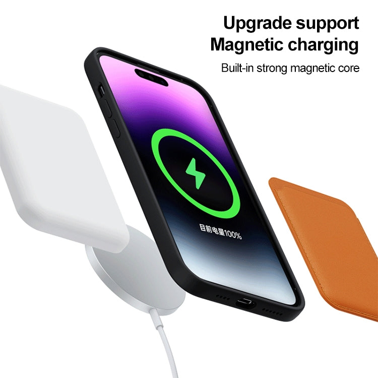 Funda de Silicona Líquida Magsafe para iPhone 15 Plus con Textura de Cd (Blanca)
