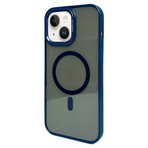 Funda para Teléfono Magsafe iPhone 15 Plus Marco de Lente de Metal (Azul Marino)