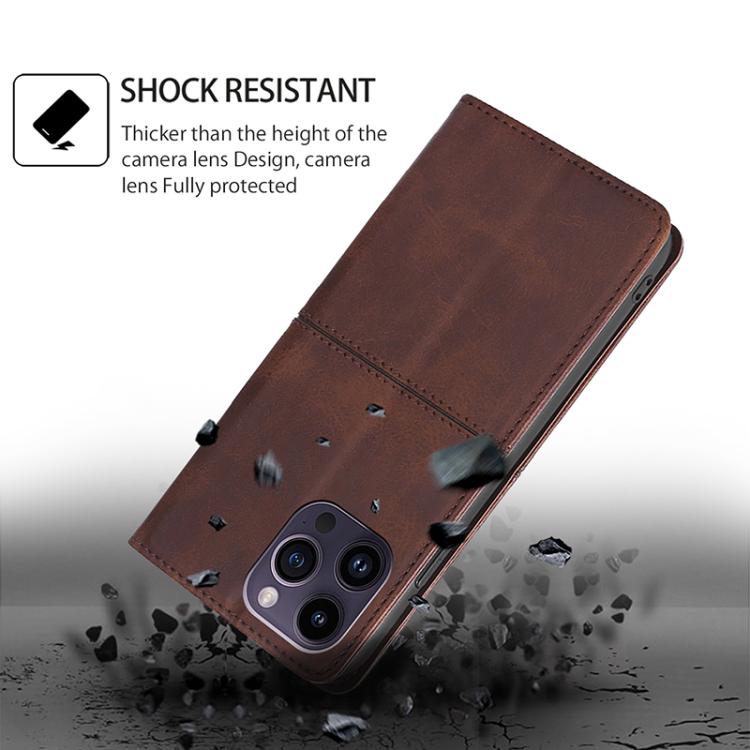 Funda magnética de cuero con textura de vaca para Redmi A5 4G (171,7 mm) (marrón oscuro)