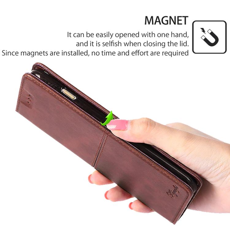 Funda magnética de cuero con textura de vaca para Redmi A5 4G (171,7 mm) (marrón oscuro)