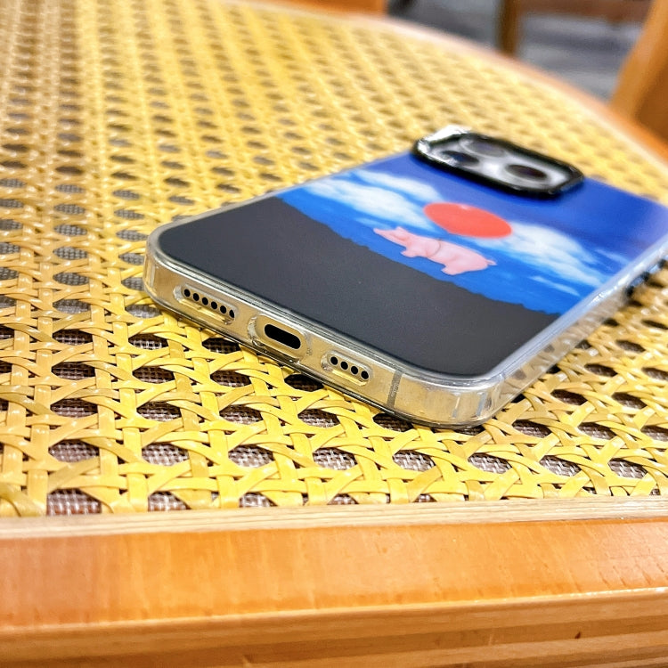 Funda TPU Doble Capa para iPhone 15 Pro Max con Patrón Imd (Gato Naranja)