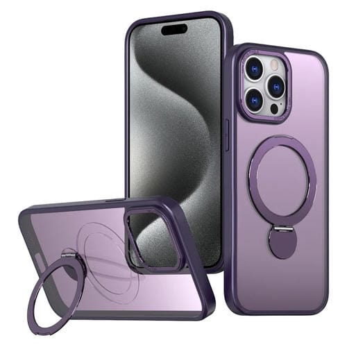 Estuche para Teléfono Wing Series Gen2 con Soporte de Anillo de Metal Magsafe para iPhone 15 Pro Max (Morado Oscuro)