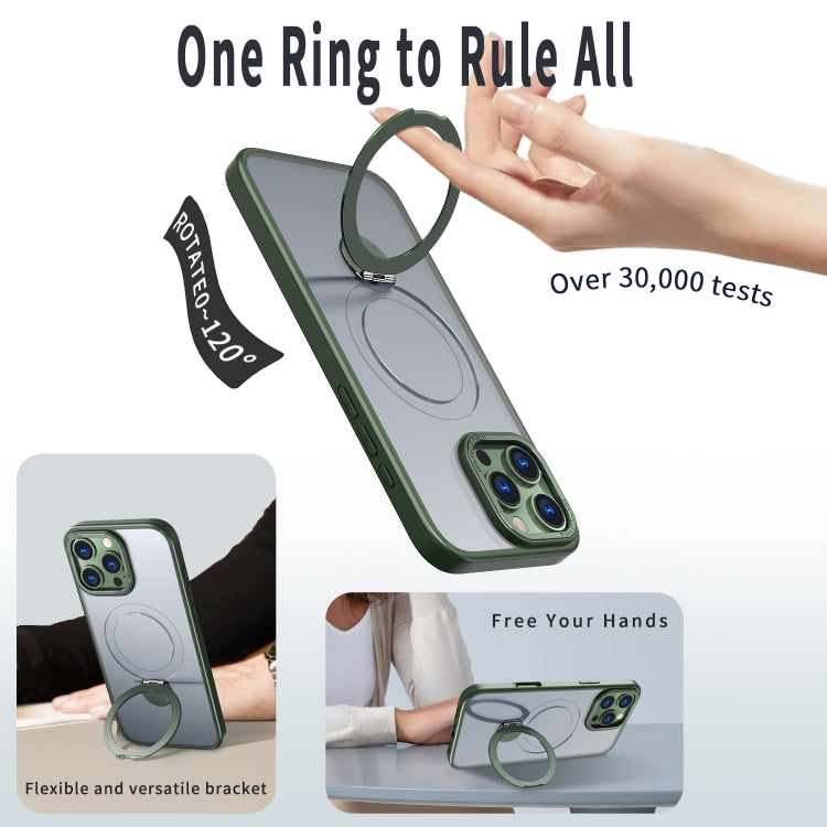 Funda para Teléfono Wing Series Gen2 con Soporte de Anillo de Metal Magsafe para iPhone 15 Pro (Verde)