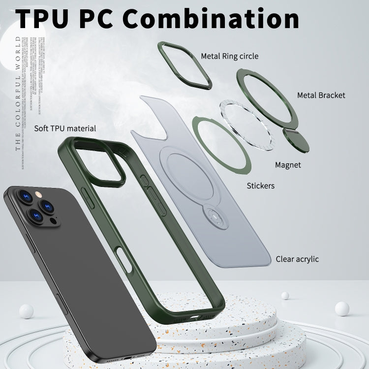 Funda para Teléfono Wing Series Gen2 con Soporte de Anillo de Metal Magsafe para iPhone 14 Pro (Verde)