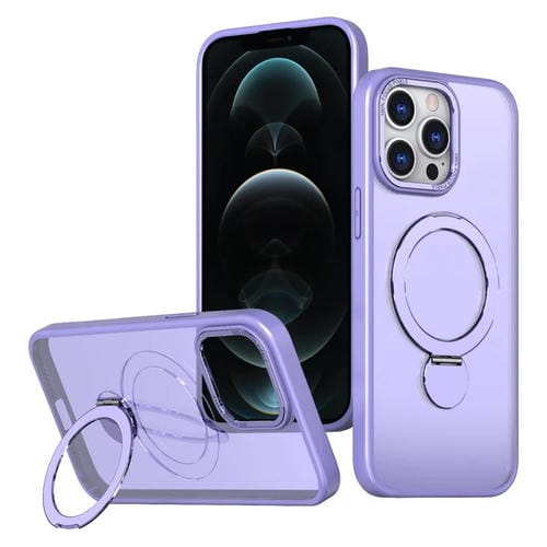 Funda para Teléfono Wing Series Gen2 con Soporte de Anillo de Metal Magsafe para iPhone 12 Pro Max (Morado Claro)