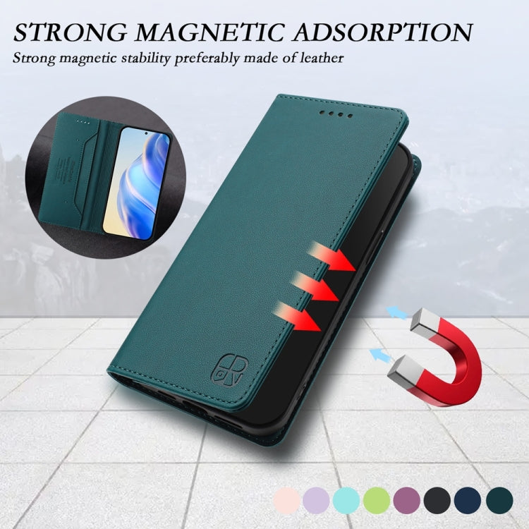 Funda de Cuero para OnePlus 10 Pro Rc01 con Doble Pliegue y Succión Magnética (Verde Oscuro)