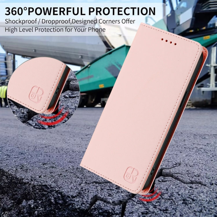 Funda de Cuero con Doble Pliegue y Succión Magnética para OnePlus 12 Global Rc01 (Rosa)