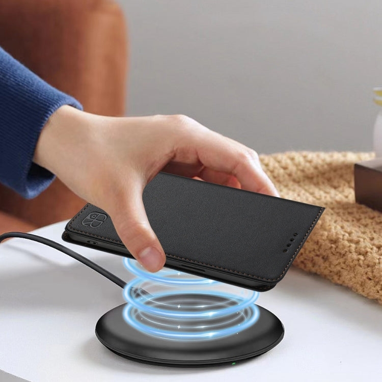 Funda de Cuero Doble Pliegue con Succión Magnética para OnePlus Nord 3 y Ace 2V Rc01 (Negra)
