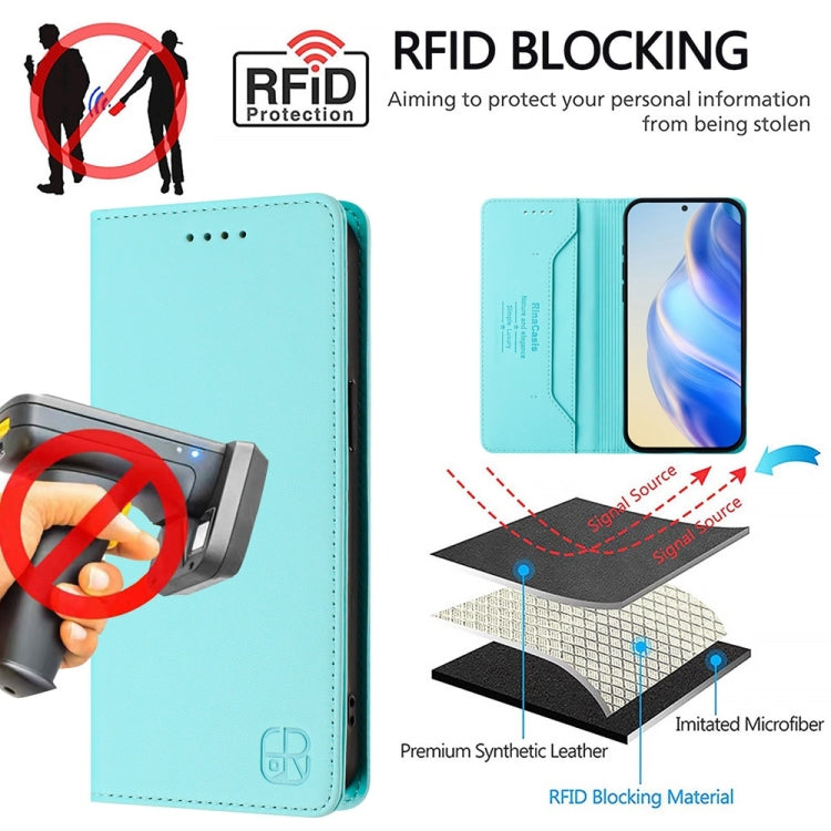 Funda de Cuero con Doble Pliegue y Succión Magnética Rfid para OnePlus Nord 4 Rc01 (Verde Menta)