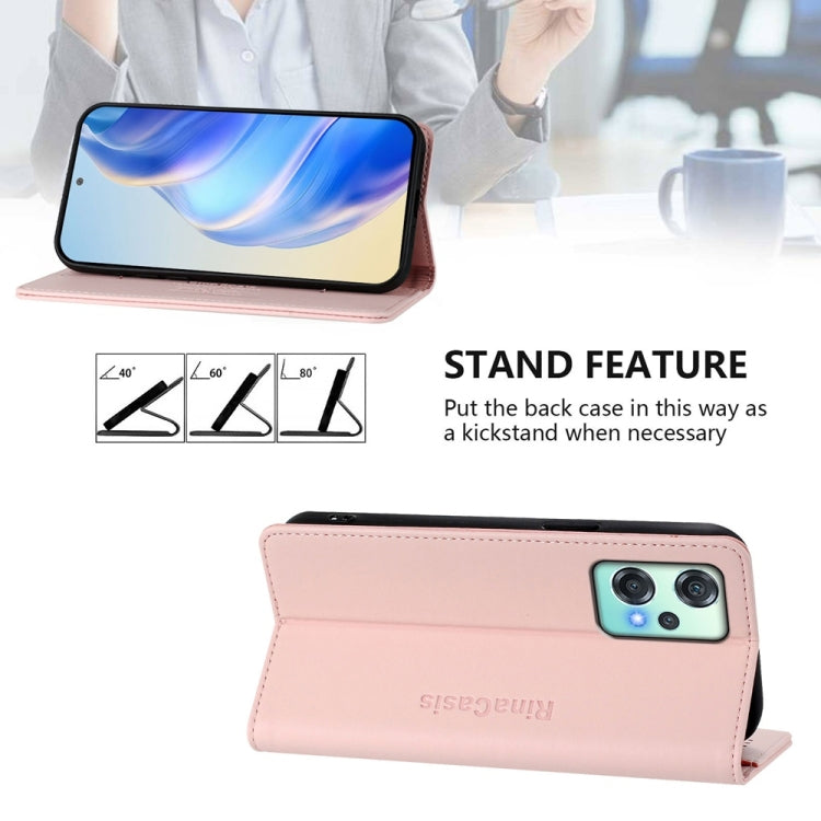Funda de Cuero con Doble Pliegue y Succión Magnética Rfid para OnePlus Nord Ce 2 Lite 5G/Nord 2 Lite Rc01 (Rosa)