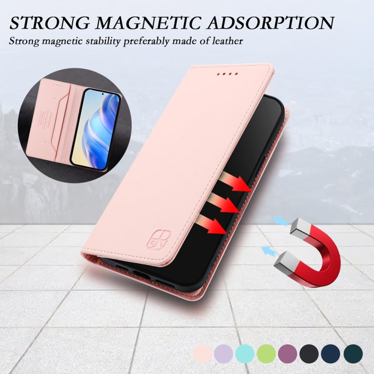 Funda de Cuero con Doble Pliegue y Succión Magnética Rfid para OnePlus Nord Ce 2 Lite 5G/Nord 2 Lite Rc01 (Rosa)