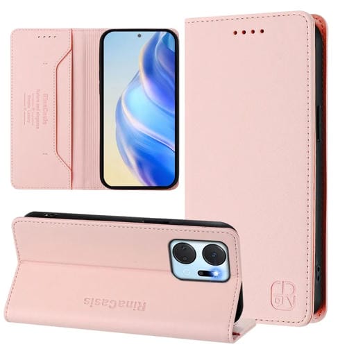 Funda de Cuero con Doble Pliegue y Succión Magnética Rfid para Honor X7A / Play7T Rc01 (Rosa)