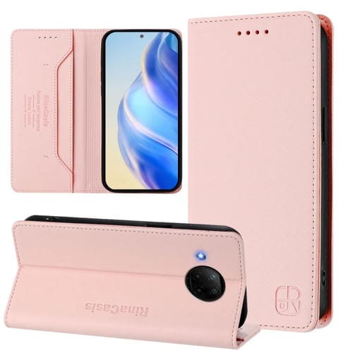 Funda de Cuero con Doble Pliegue y Succión Magnética para Teléfono Xiaomi Mi 10T Lite 5G Rc01 (Rosa)