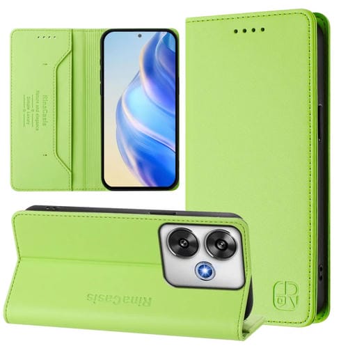 Funda de Cuero con Doble Pliegue y Succión Magnética Rfid para Xiaomi Poco F6 5G Rc01 (Verde Hierba)