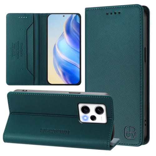 Funda de Cuero con Doble Pliegue y Succión Magnética para Redmi Note 12 Pro Speed / Note 12 Pro 5G Rc01 (Verde Oscuro)