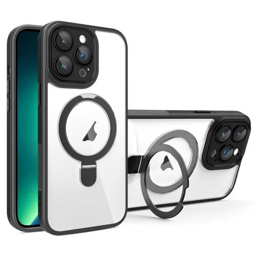 Funda para Teléfono Apple iPhone 13 Pro Max Transparente con Soporte Magsafe y Película (Negra)