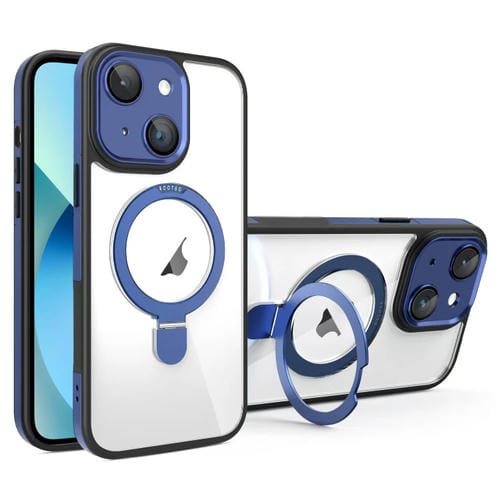 Funda Transparente con Soporte Magsafe para Lente de Cobertura Total iPhone 13 (Negro y Azul)