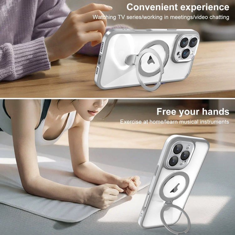 Funda Transparente con Soporte Magsafe para iPhone 14 Pro (Gris y Blanco)