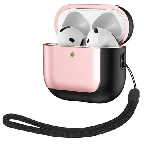 Estuche Protector Auriculares Inalámbricos Airpods 4 Cuero Galvanizado (Oro Rosa)