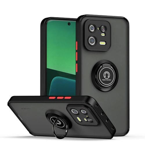 Funda de TPU + PC con anillo para Xiaomi 13 Pro Q Shadow 1 Series (negro y rojo)