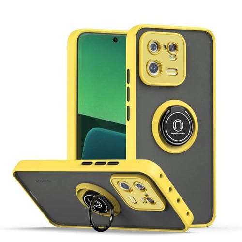Funda de TPU + PC con anillo para Xiaomi 13 Pro Q Shadow 1 Series (amarilla)