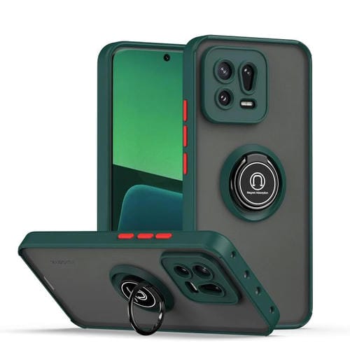 Funda de TPU + PC con anillo para Xiaomi 13 Q Shadow 1 Series (verde oscuro)