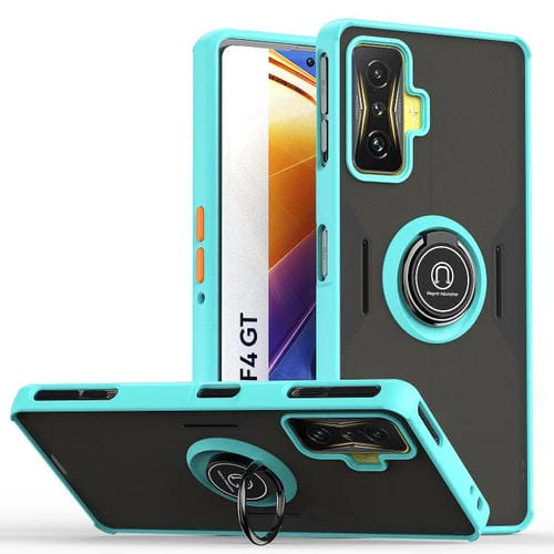 Funda de TPU + PC con anillo para Xiaomi Poco F4 GT Q Shadow 1 Series (azul cielo)