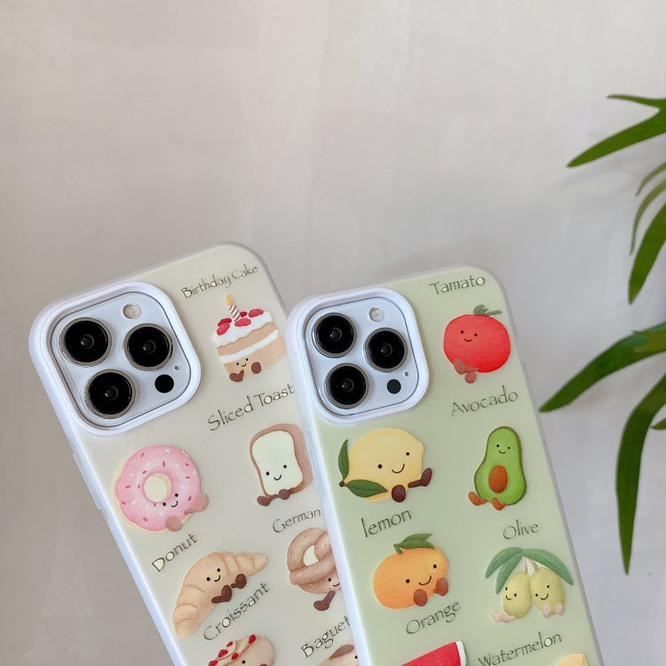 Funda híbrida TPU y PC iPhone 14 Serie Fruit a prueba de golpes