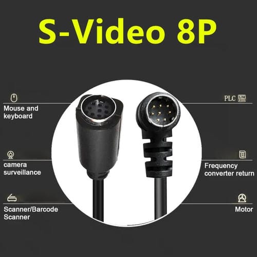 Cable Adaptador de Audio para TV de 8 Pines Mini Din Curvo S-Video para TV Box 1,8 m (Negro)