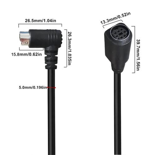 Cable de Audio y Video Mini Din 7 Pines, 3 Metros, Codo Macho a Hembra