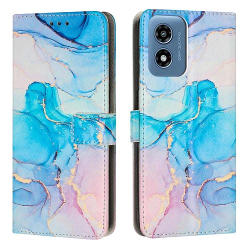 Funda de Cuero para Motorola Moto G04/G24/G04S con Patrón Mármol Pintado (Rosa y Verde)
