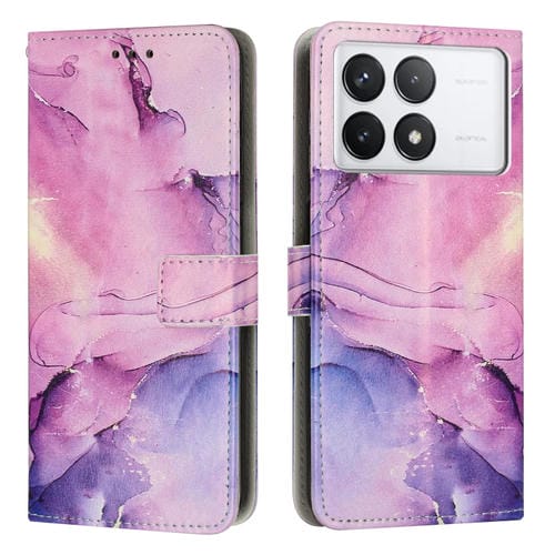 Funda de Cuero con Patrón de Mármol Pintado para Xiaomi Poco F6 Pro 5G (Morado)