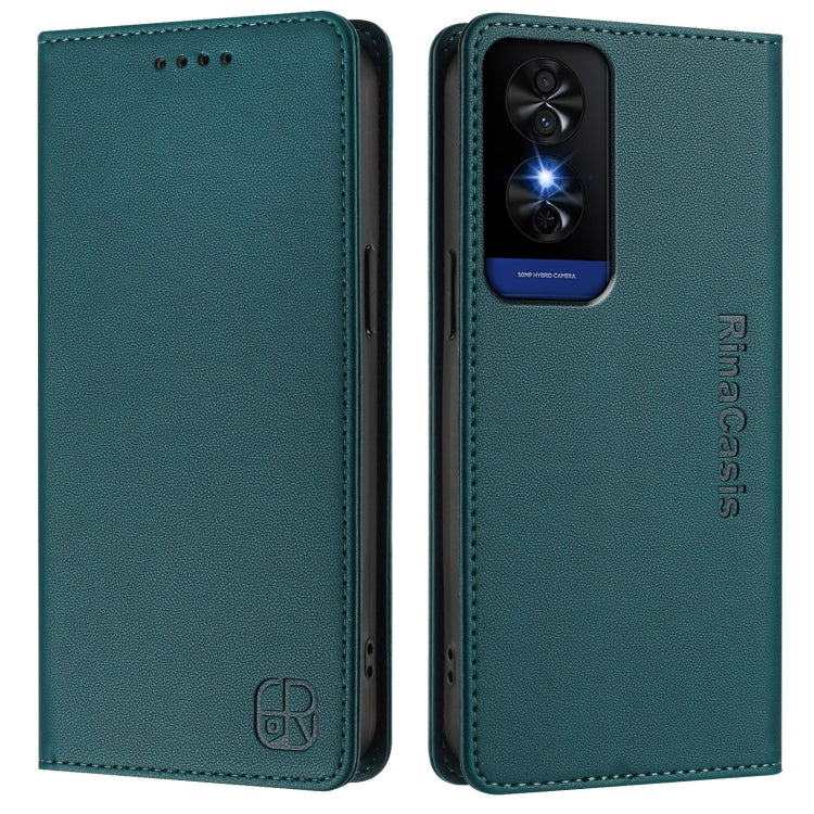 Funda de Cuero con Doble Pliegue y Succión Magnética RFID para TCL 50 5G / Xe Nxtpaper 5G / Xe 5G Rc01 (Verde Oscuro)