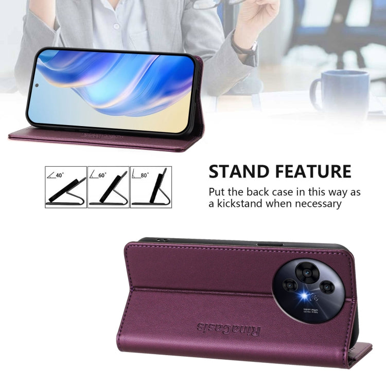 Funda de Cuero con Doble Pliegue y Succión Magnética Rfid para TCL 50 Pro Nxtpaper Rc01 (Violeta)