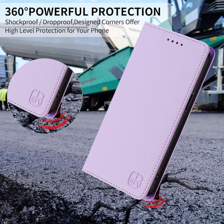 Funda de Cuero con Doble Pliegue y Succión Magnética RFID para TCL 40 XL/40T/T608DL RC01 (Morado Claro)