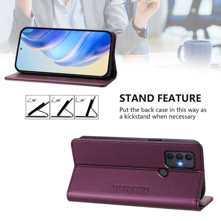 Funda Cuero Rfid con Succión Magnética y Doble Pliegue para TCL 305/306 Rc01 (Violeta)