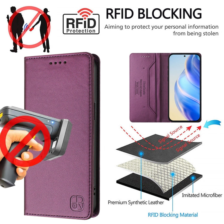 Funda Cuero Rfid con Succión Magnética y Doble Pliegue para TCL 305/306 Rc01 (Violeta)