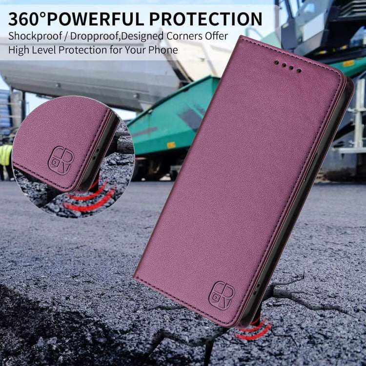 Funda Cuero Rfid con Succión Magnética y Doble Pliegue para TCL 305/306 Rc01 (Violeta)